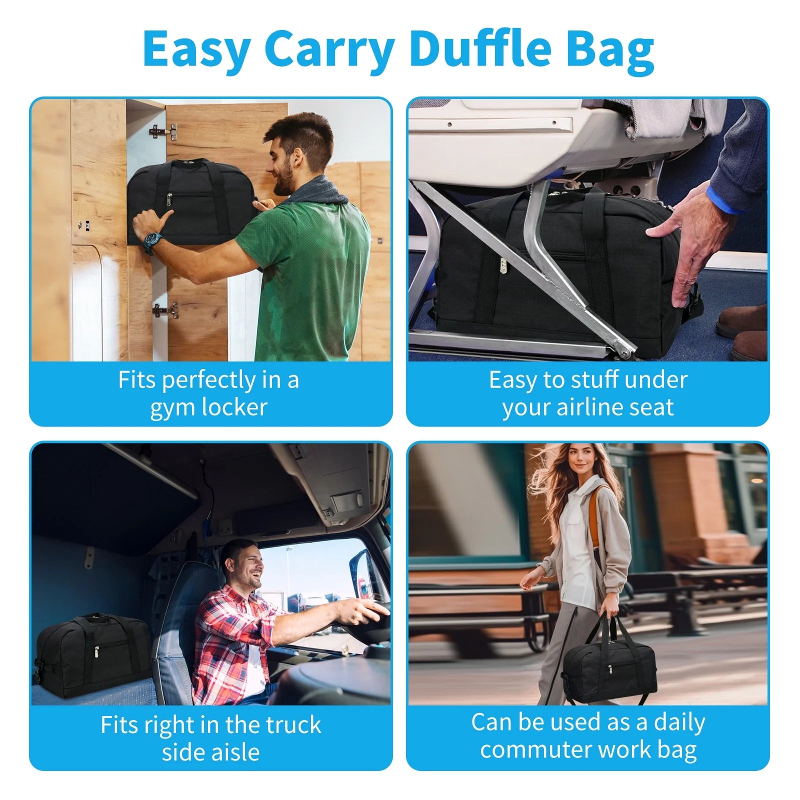 " 14"" Black Mini Duffel Bag for Travel and Gym, Polyester, Durable"